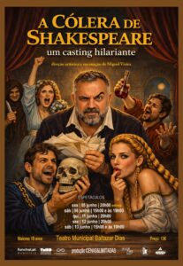 “A Cólera de Shakespeare” leva comédia caótica ao Teatro Municipal Baltazar Dias